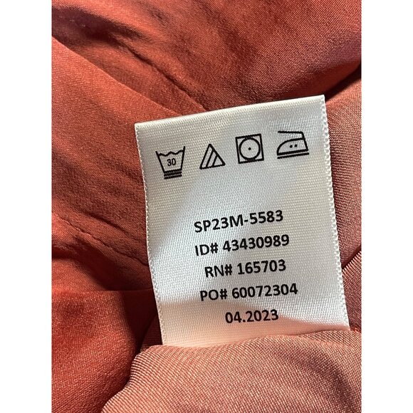 Calligraphie Womens Rust Button-Up Collared Shirt Drawstring Hem Size Large - Picture 8 of 8